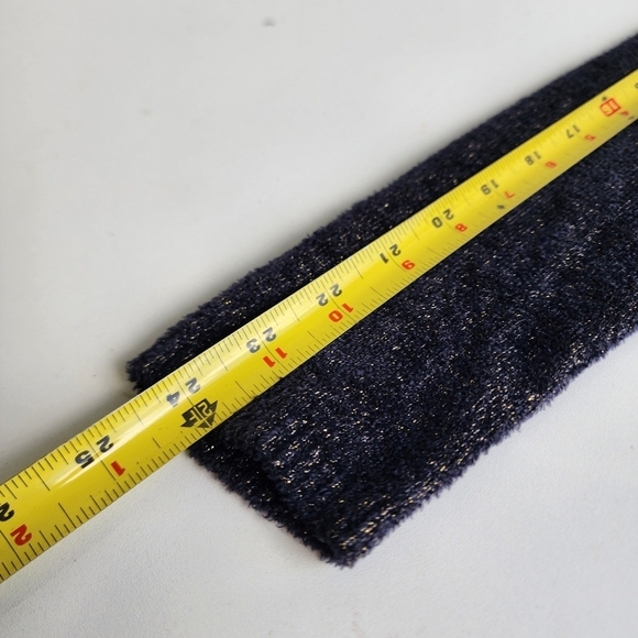 CACHE Womens NAVY GOLD OFF THE SHOULDER SOFT TUNIC TOP SWEATER Nylon Stretch M - Picture 10 of 12